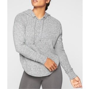 Athleta Lombard Cutout Racerback Hoodie Sweatshirt heather gray size medium